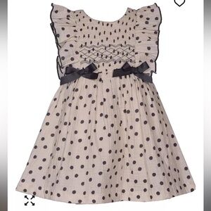 Bonnie Jean Cream and Black Polka Dot Dress